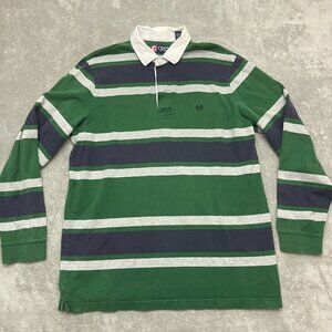 Vintage Chaps Ralph Lauren Shirt Mens Large Striped Rugby Polo Heavyweight 90s